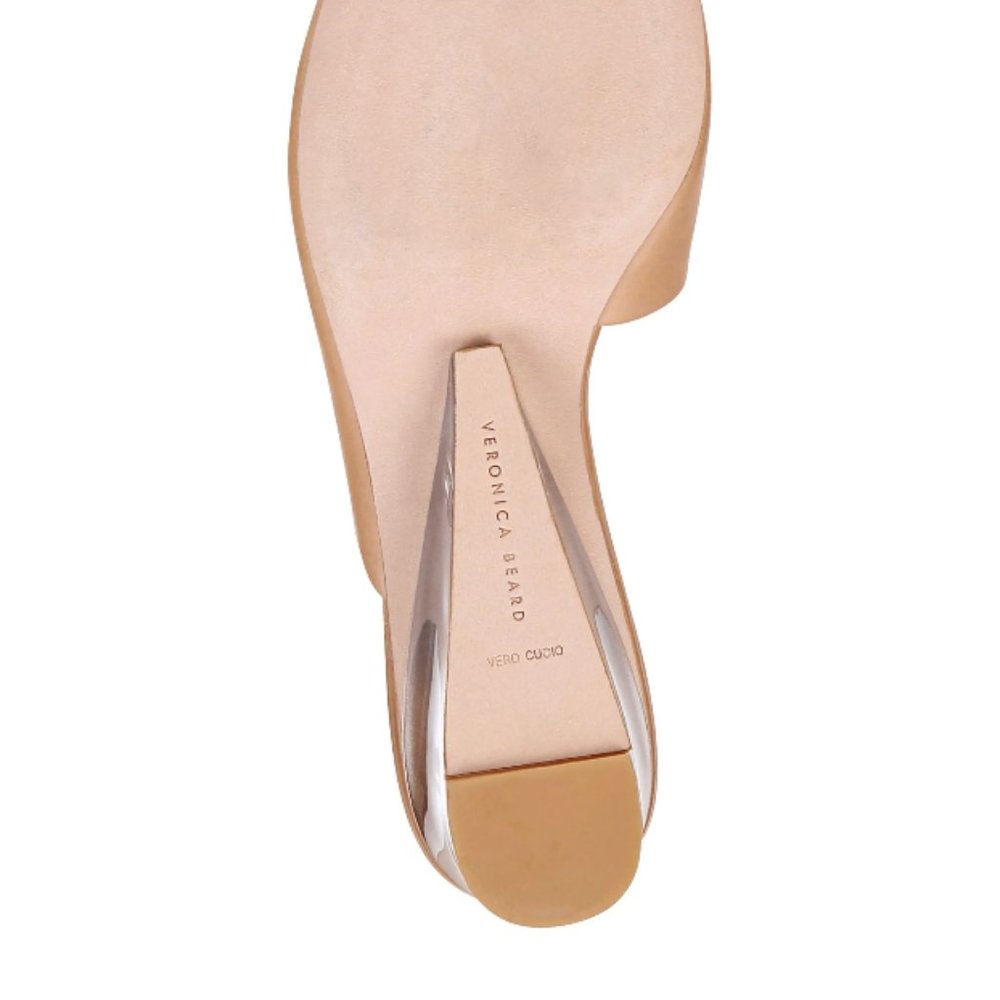 NWT Veronica Beard Ricky Nude Leather Mule with Translucent Lucite Wedge Heel - Picture 2 of 12